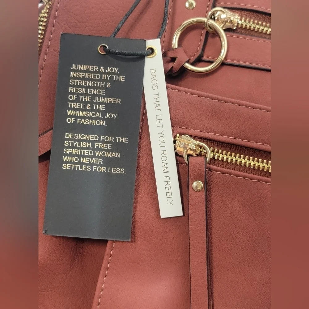 Juniper & Joy Logan Satchel Faux Leather Miltiple Pockets